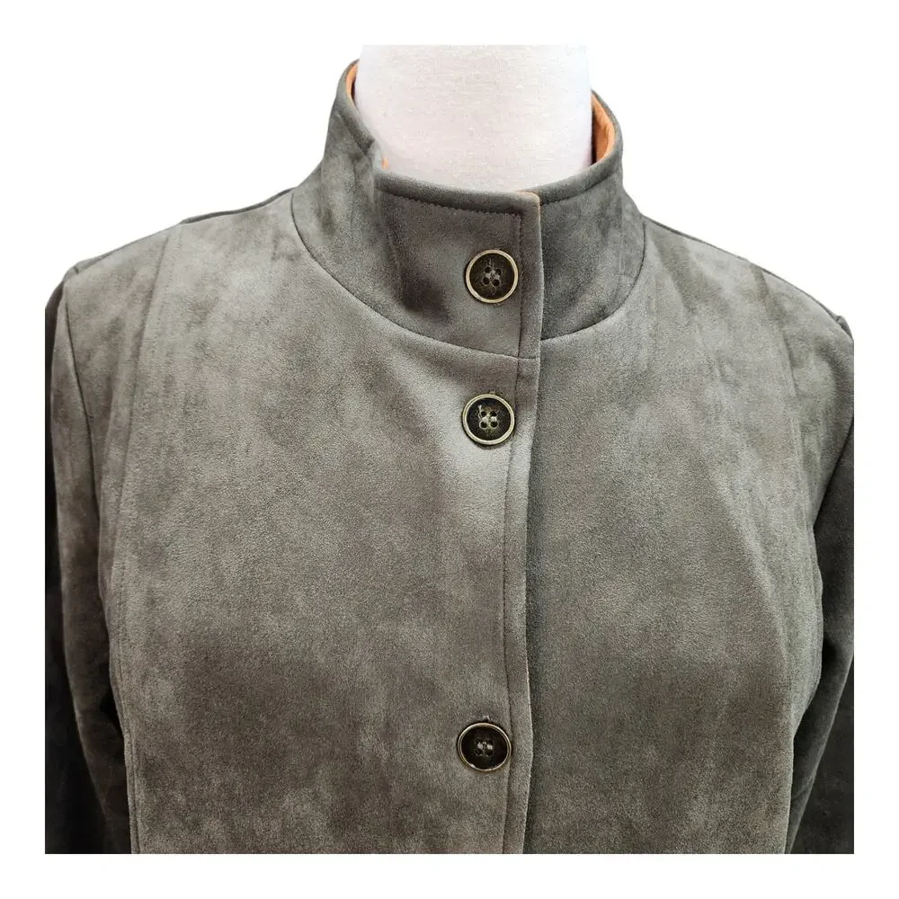 NWT Simply Noelle Jacket Blazer Women L/XL 12-14 Green Orange Faux Suede Militar - Picture 8 of 16